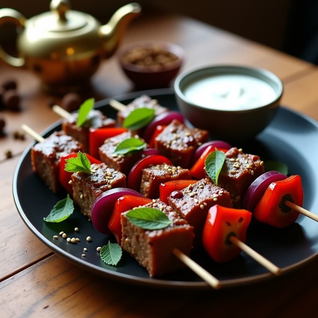Brochetas de Cordero con Especias Bereberes y Yogur de Soja: Receta Marroquí en Olla Express