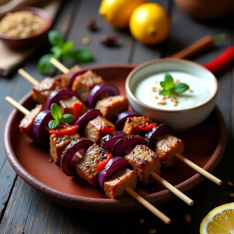 Brochetas de Cordero con Especias Marrocas y Salsa de Yogur: Receta de Eid al-Adha