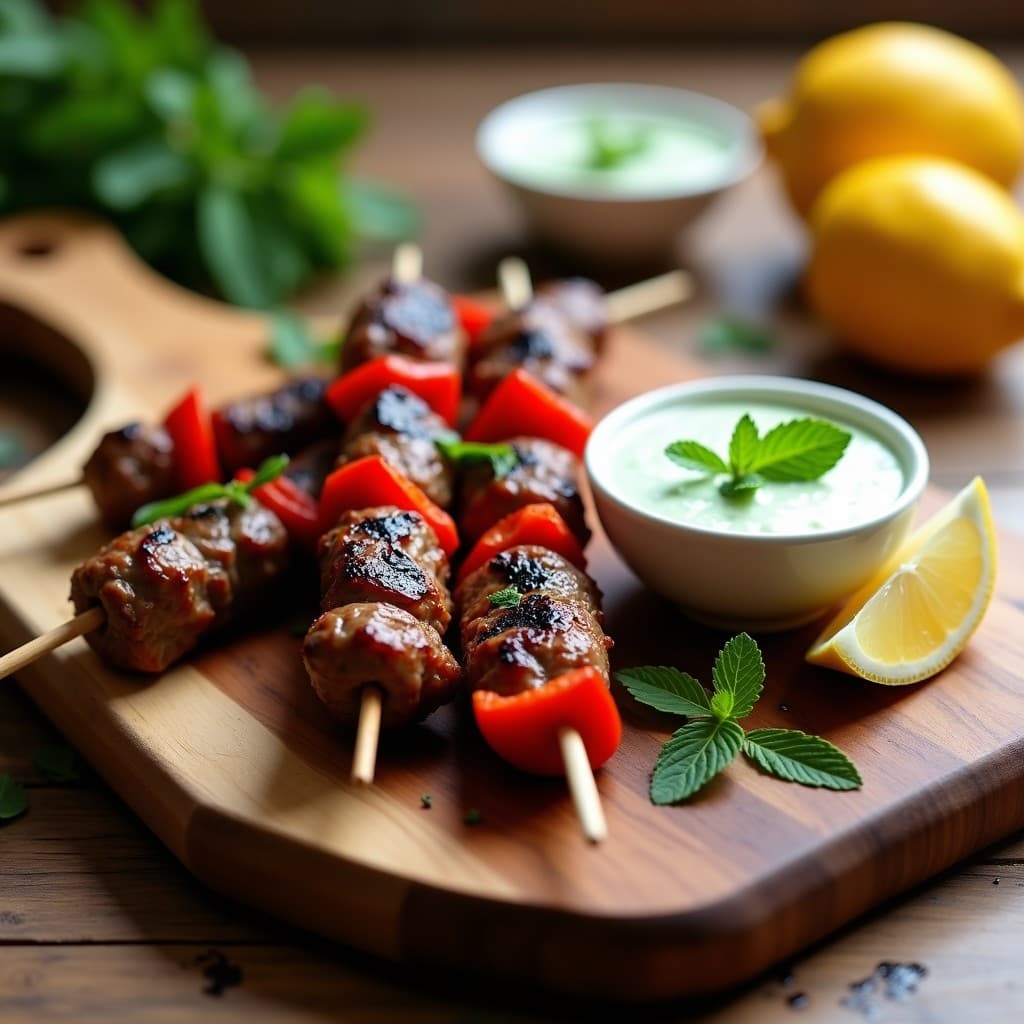 Brochetas de Cordero con Especias Marroquíes y Salsa de Yogur: Receta en Parrilla para 4 Personas