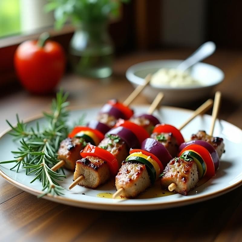 Brochetas de Cordero Marinado en Hierbas Provenzales: Receta Francesa en Airfryer Sin Aceite