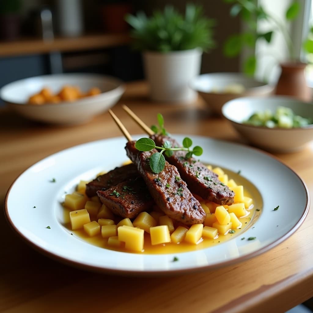 Brochetas de Cordero con Hierbas Provenzales y Melón Galia: Receta magrebí en Grill y Dulce-Salada