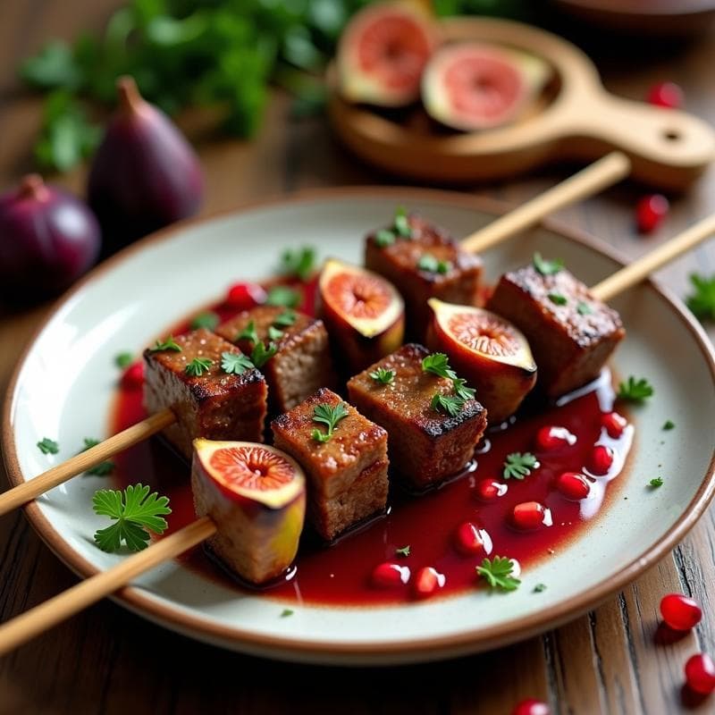 Brochetas de Cordero con Higos Caramelizados y Salsa de Granada: Receta Griega en Airfryer