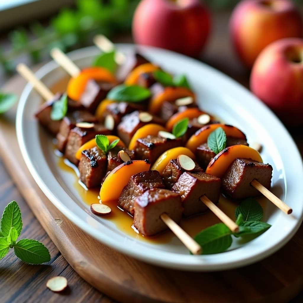 Brochetas de Cordero con Melocotón y Menta: Receta Marroquí en Airfryer con Toque Dulce