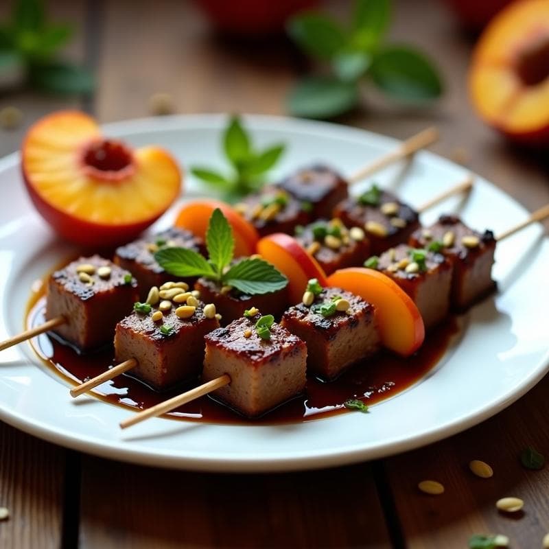Brochetas de Cordero y Melocotón con Glaseado de Vinagre Balsámico: Receta Persa en Airfryer