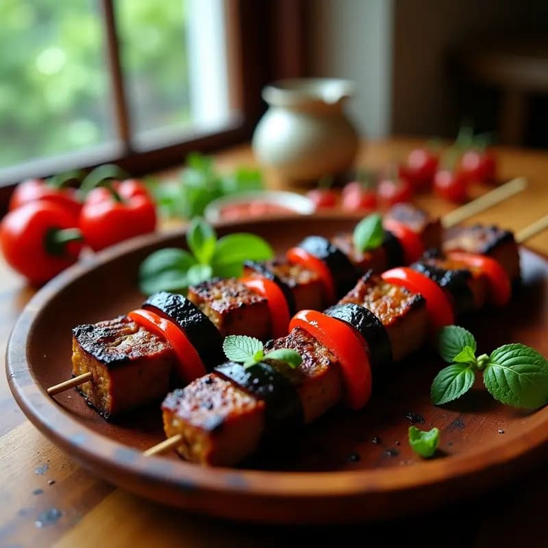Brochetas de Cordero con Pimientos y Berenjena Asada: Receta de Oriente Medio en Barbacoa