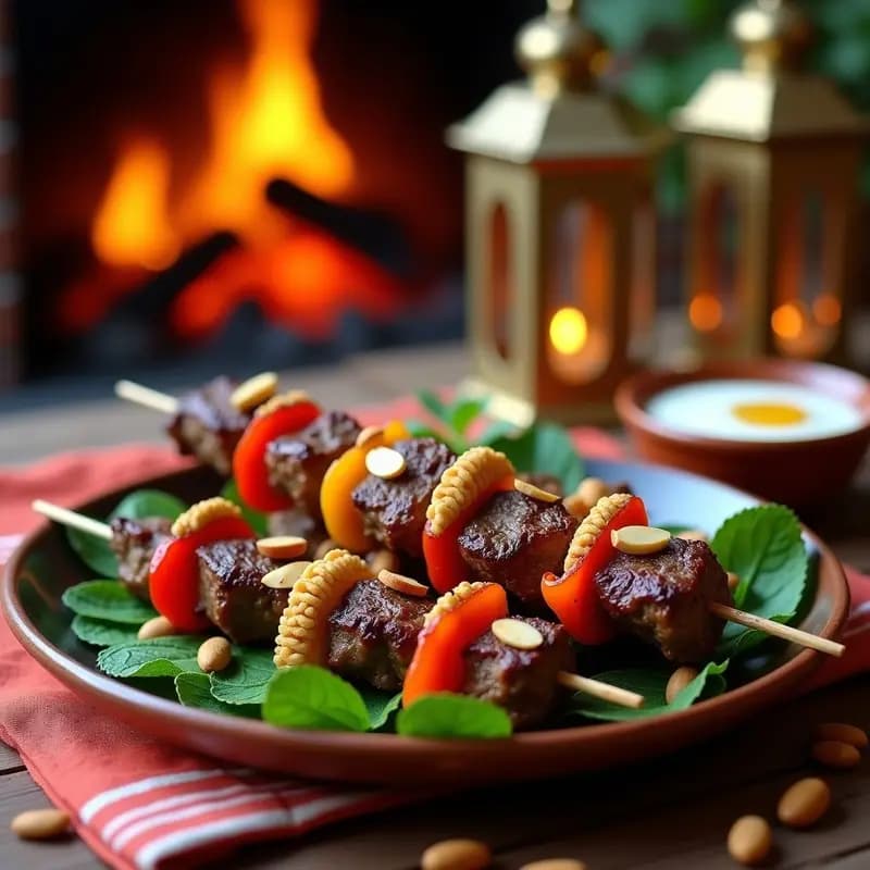 Brochetas de Cordero con Pimientos y Speculoos: Receta Marroquí Dulce-Salada en Barbacoa