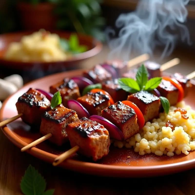 Brochetas de Cordero Marinado con espeias Ras el Hanout: Receta Marocí en Parrilla Rápida