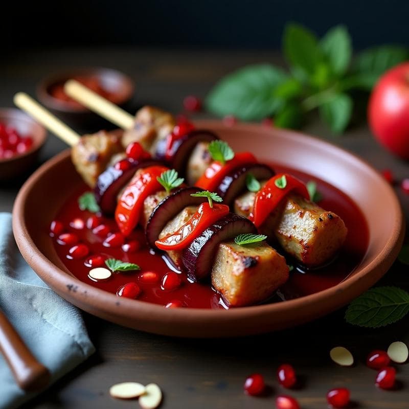 Brochetas de Cordero con Salsa de Granada: Receta Árabe en Olla Exprés con Toque Dulce en 30 Minutos