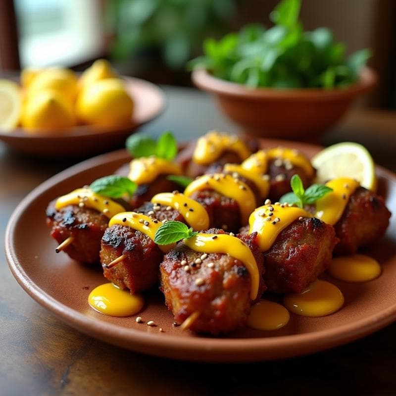 Brochetas de Cordero con Salsa de Granadilla: Receta Árabe en Airfryer Crujiente y Rápida