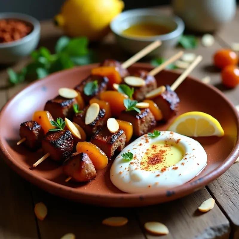 Brochetas de Cordero y Albaricoque Marinadas en Yogur: Receta Árabe en 30 Minutos