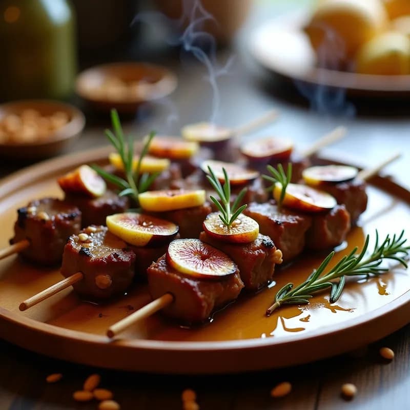 Brochetas de Cordero y Higos Glaseados con Miel: Receta Gourmet en 30 Minutos con Toque Dulce-Salado
