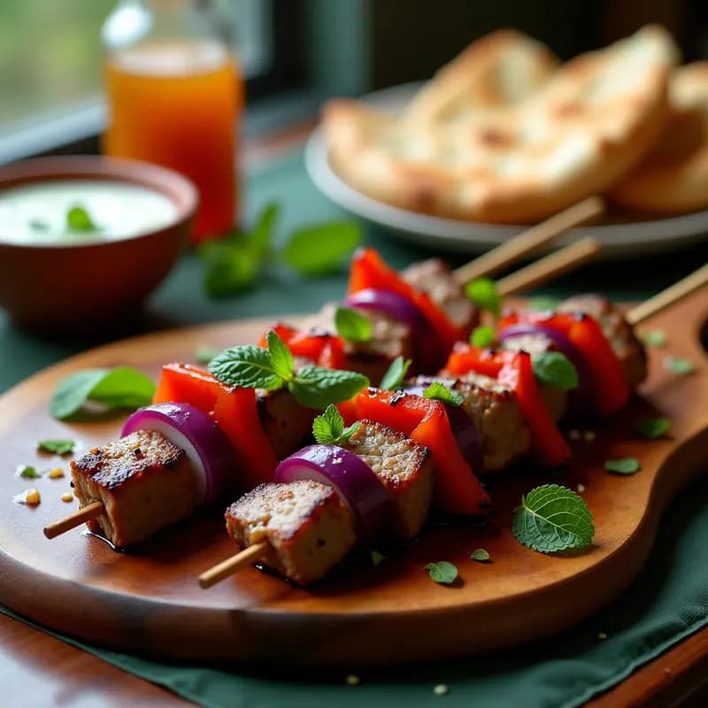 Brochetas de Cordero con Yogur y Especias Ras el Hanout: Receta Marocí Gourmet en 30 Minutos