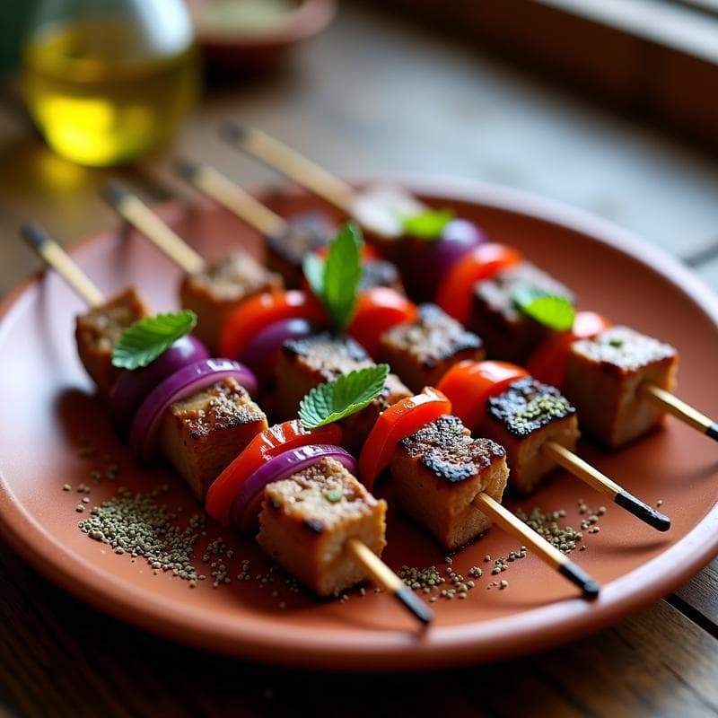 Brochetas de Cordero con Especias Zaatar y Aceite de Oliva: Receta Árabe en 25 Minutos