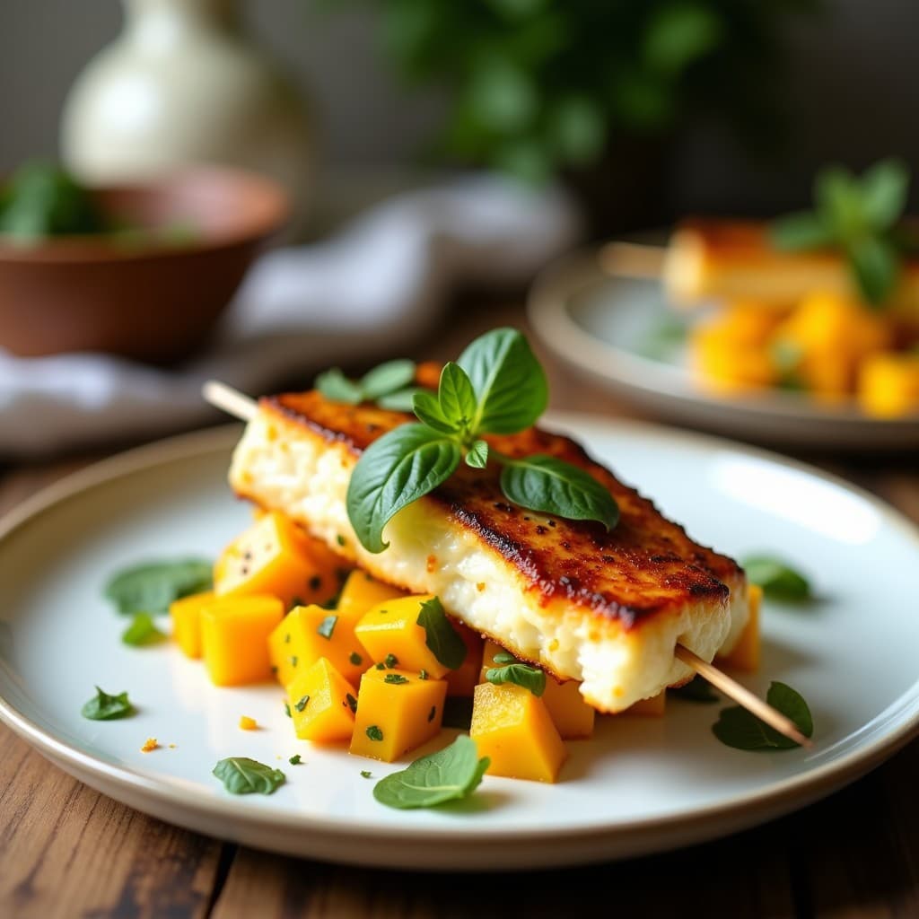Brochetas de Corvina Marinada en Leche de Coco y Cúrcuma con Ensalada de Mango: Receta Tailandes en Airfryer