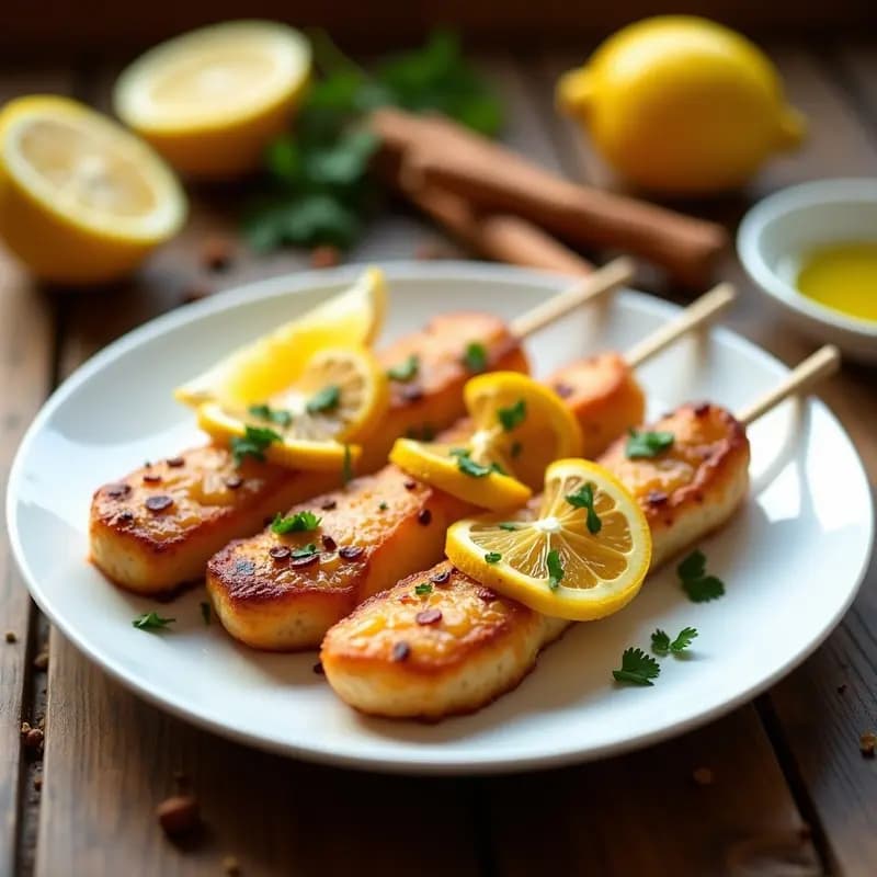 Brochetas de Corvina y Limón Confitado con Especias Ras el Hanout: Receta Marroquí en Airfryer