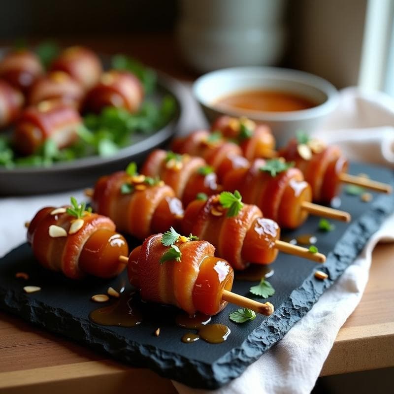 Brochetas de Dátiles y Bacon: Entrante Dulce-Salado en Airfryer con Salsa de Miel en 15 Minutos