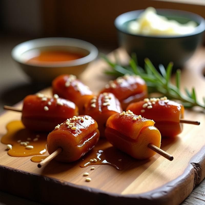 Brochetas de Dátiles y Bacon Vegano con Glaseado de Miel: Receta Dulce-Salada en Airfryer