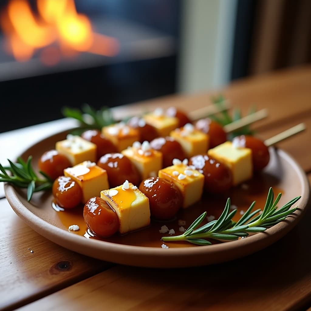 Brochetas de Dátiles y Queso Halloumi con Miel de Romero: Postre Gréco-Chipriota a la Parrilla