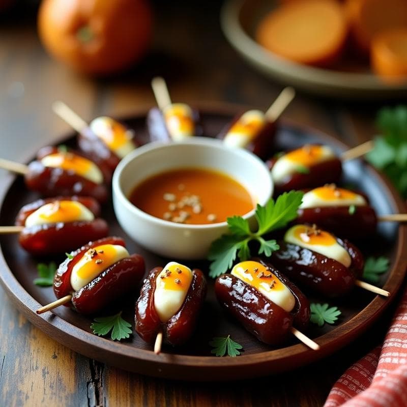 Brochetas de Dátiles y Queso de Anacardos con Salsa de Tamarindo: Aperitivo Árabe Keto en 10 Minutos