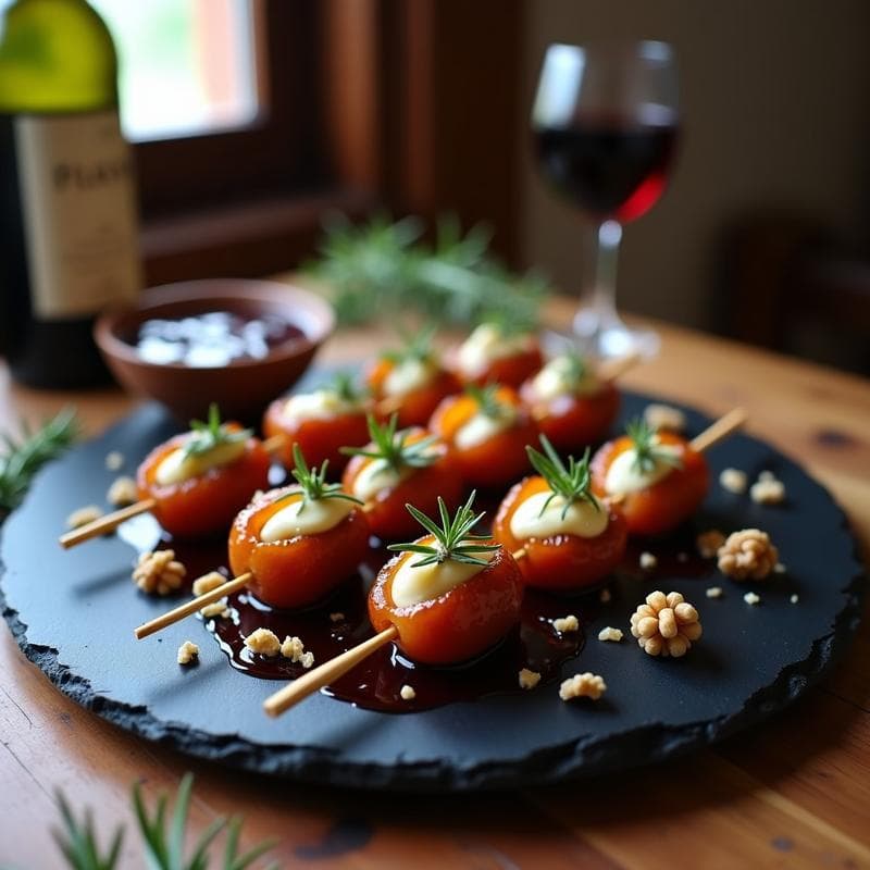 Brochetas de Dátiles y Queso Azul con Reduction de Oporto: Receta Portuguesa en Airfryer