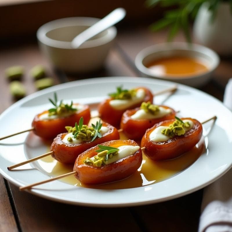 Brochetas de Dátiles con Queso de Cabra y Pistacho: Tapa Dulce-Salada en Airfryer sin Aceite