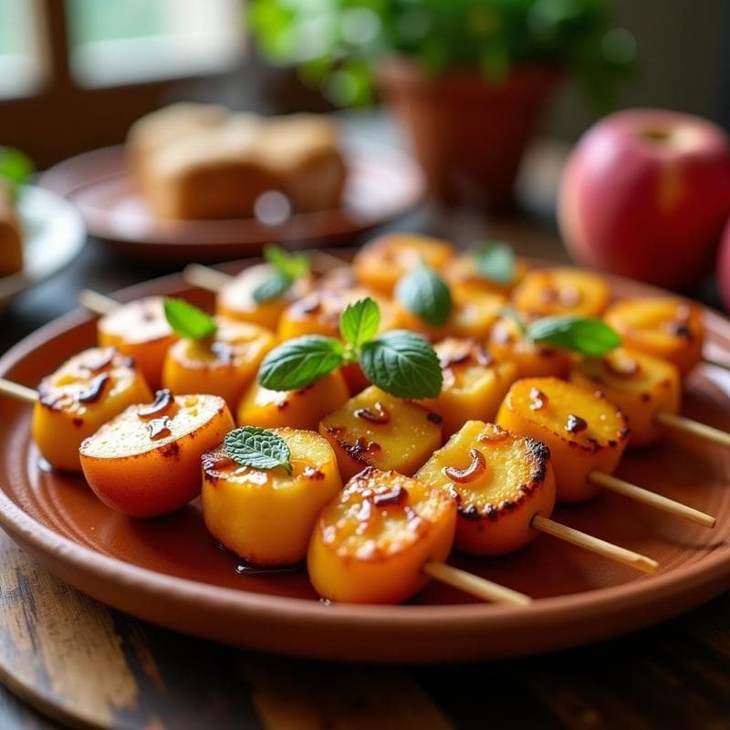 Brochetas de Durazno y Halloumi con Miel de Eucalipto: Receta Mediterránea en Airfryer para BBQ