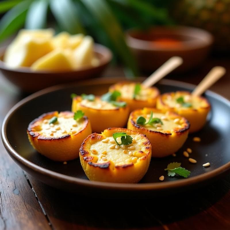 Brochetas de Durian y Queso Halloumi a la Parrilla: Receta Malasia-Thai en Airfryer