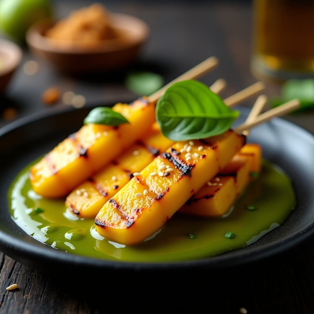 Brochetas de Durian y Mango con Salsa de Chili y Lima: Postre Tailandés Atrevido y Refrescante