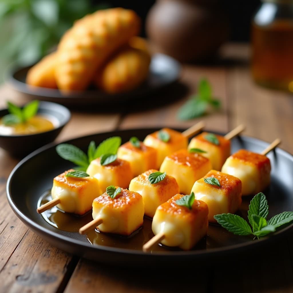 Brochetas de Durian y Queso Mozzarella con Reducción de Miel: Postre Tailandés Atrevido en Airfryer