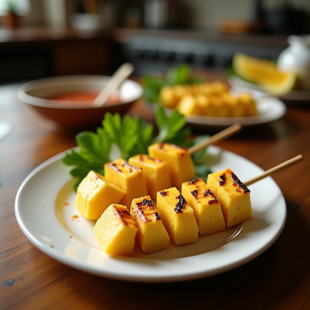 Brochetas de Durian y Queso de Coco: Postre Tailandés Dulce-Salado a la Parrilla