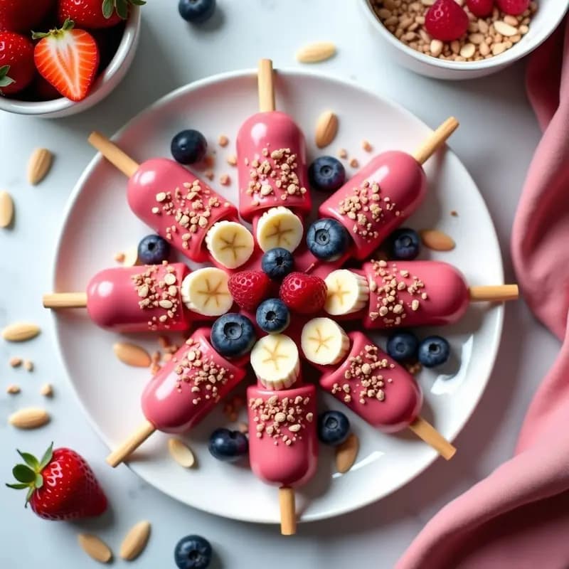 brochetas de fruta con chocolate rubí: Pinchos rosas antiinflamatorios