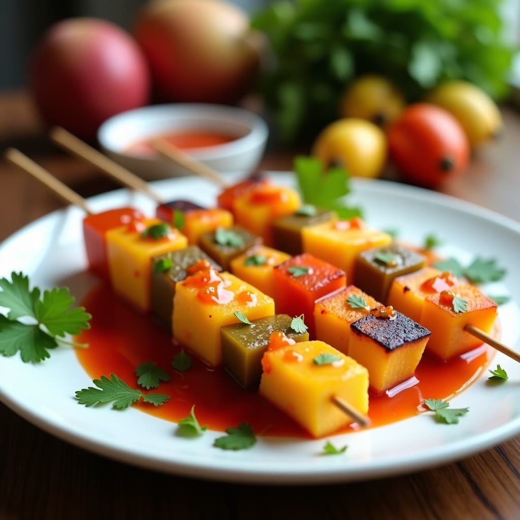 Brochetas de Frutas Tropicales con Salsa de Chile Habanero: Postre Picante y Fresco en Airfryer