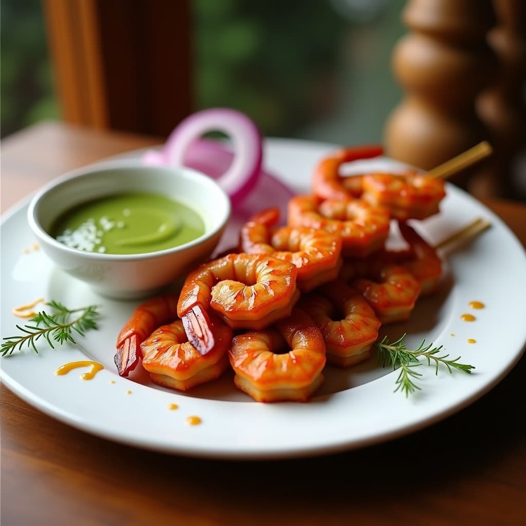 Brochetas de Gambas al Ají Panca con Salsa de Huacatay: Receta Peruana en Airfryer