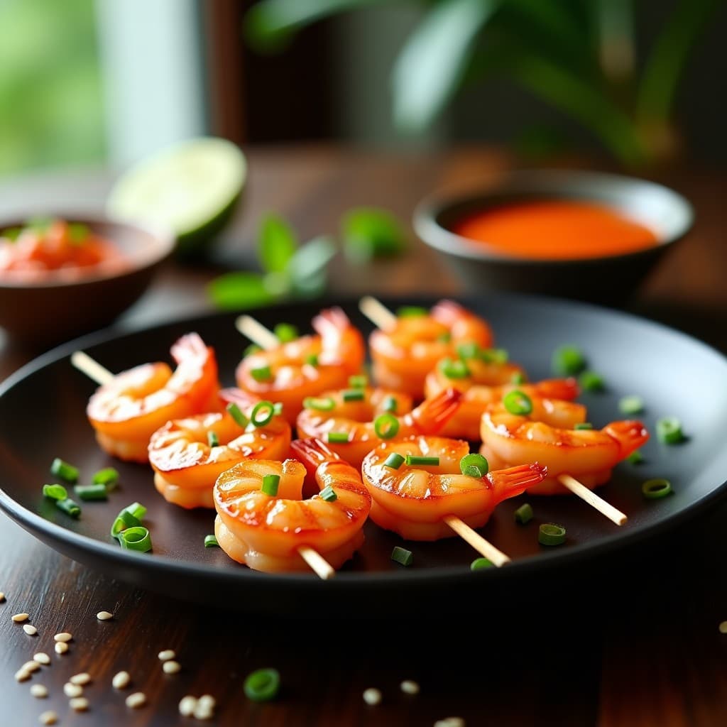 Brochetas de Gambas y Lichi con Salsa de Cítricos: Aperitivo Tailandés en Airfryer