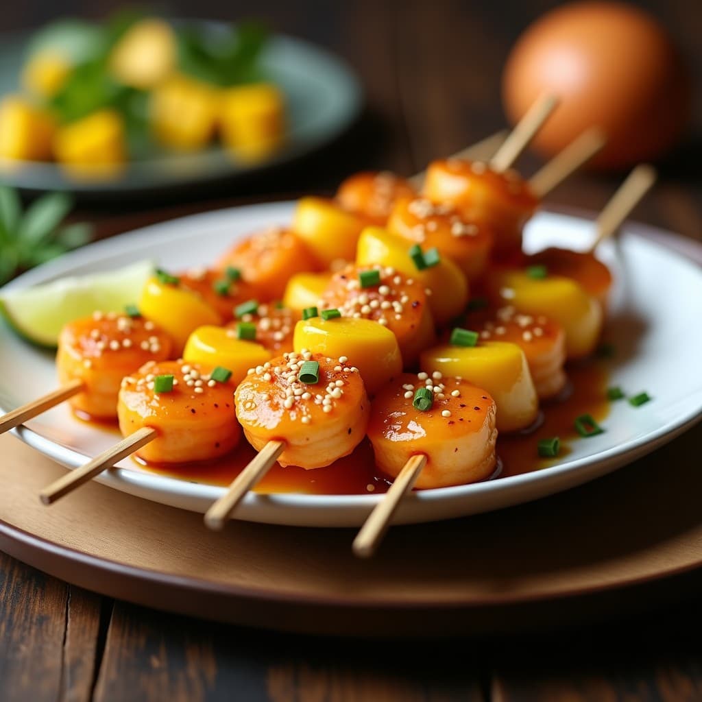 Brochetas de Gambas y Maracuyá con Glaseado de Miel y Lima: Receta Fusion Asia-Tropical en Airfryer