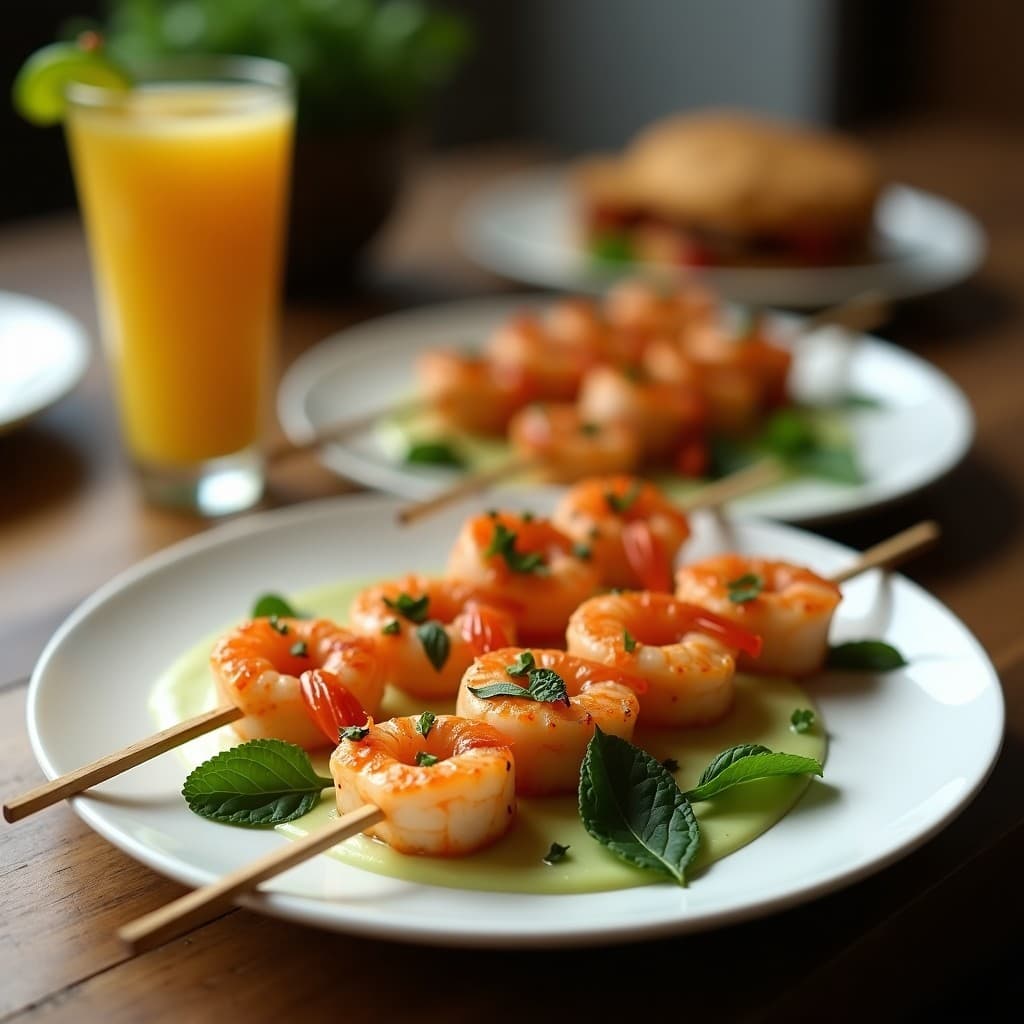 Brochetas de Gambas y Melón con Salsa de Menta: Receta Griega en Airfryer y Baja en Calorías