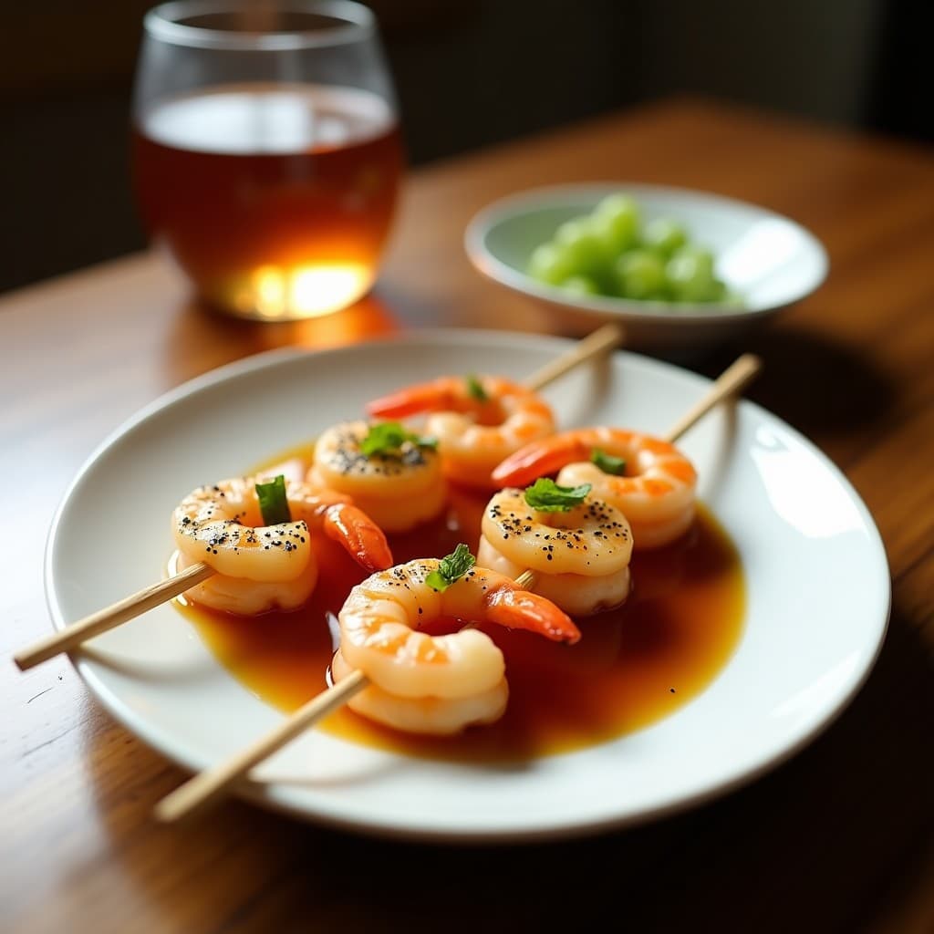 Brochetas de Gambas y Melón con Glaseado de Miel y Jengibre: Aperitivo Chino en 15 Minutos