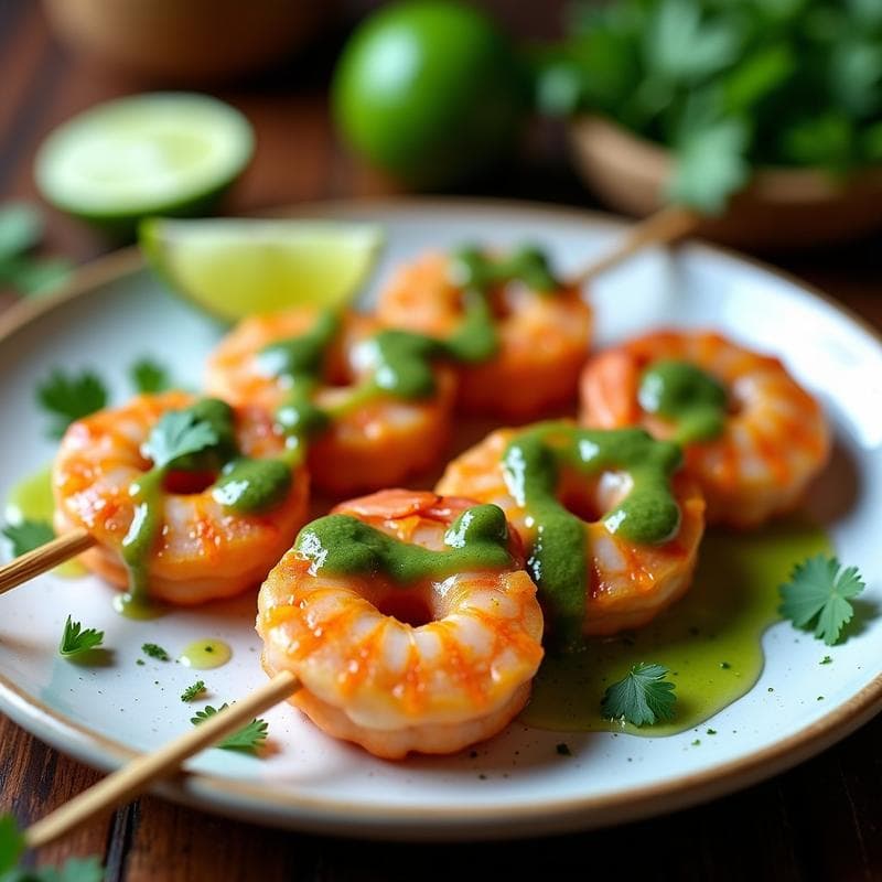 Brochetas de Gambas con Mojo de Cilantro y Lima: Receta en Airfryer y Alta en Omega-3
