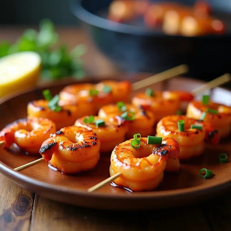 Brochetas de Gambas con Mojo de Pimentón y Miel: Receta Española en Grill Rápida