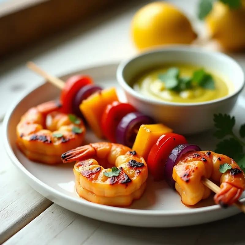 Brochetas de Gamberones con Mojo de Cítricos: Receta Española en Airfryer y Baja en Calorías