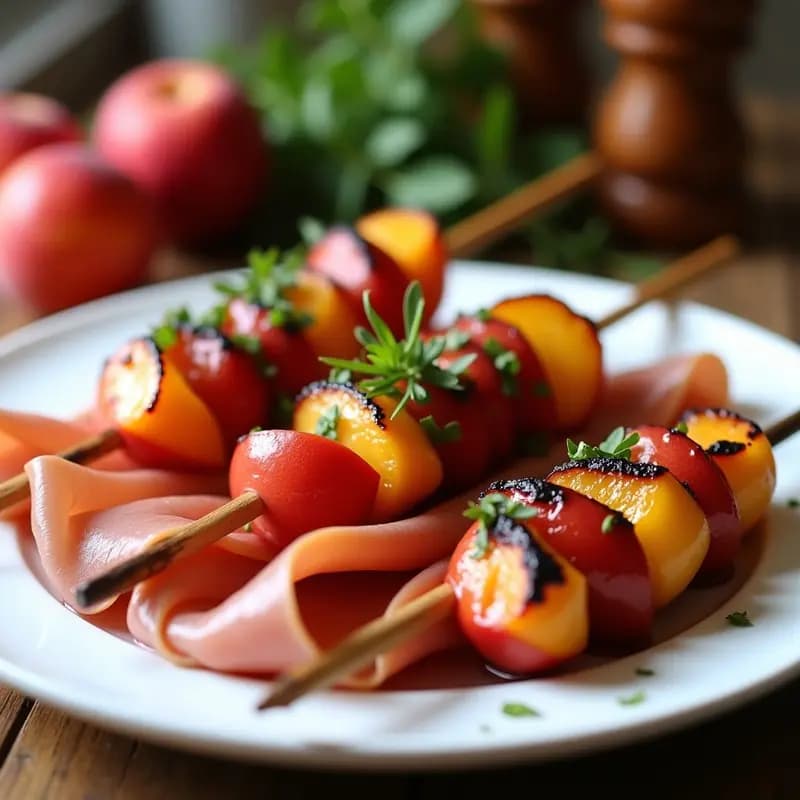 Brochetas de Gamón Ibérico y Melocotón: Receta Española Dulce-Salada a la Parrilla