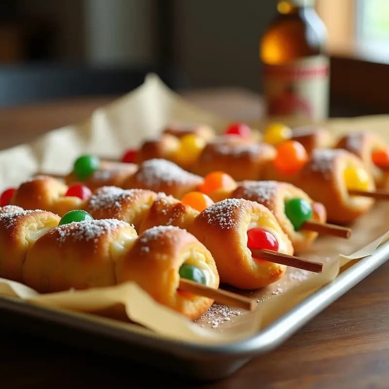Brochetas de Gominolas y Queso en Masa de Hojaldre: El Aperitivo Más Colorido y Adictivo