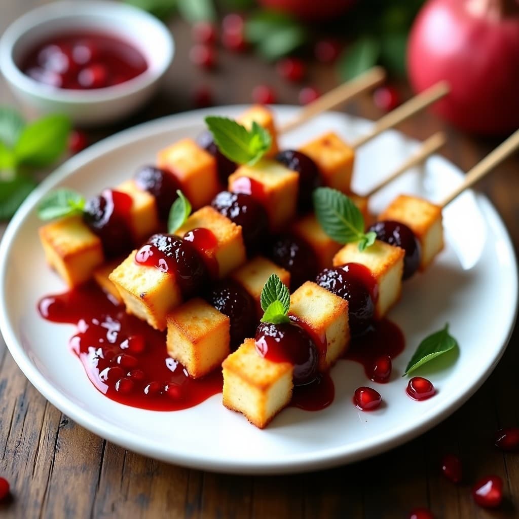 Brochetas de halloumi y ciruela pasa con salsa de granada: Entrante hipriota en airfryer con toques dulces-salados