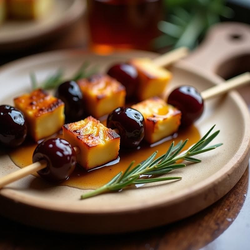 Brochetas de Halloumi y Ciruelas Pasas: Entrante Griego Crujiente en Airfryer
