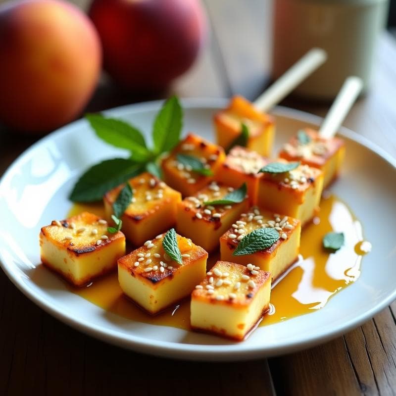 Brochetas de Halloumi y Durazno con Miel de Lavanda: Entrante Griego a la Plancha en 15 Minutos