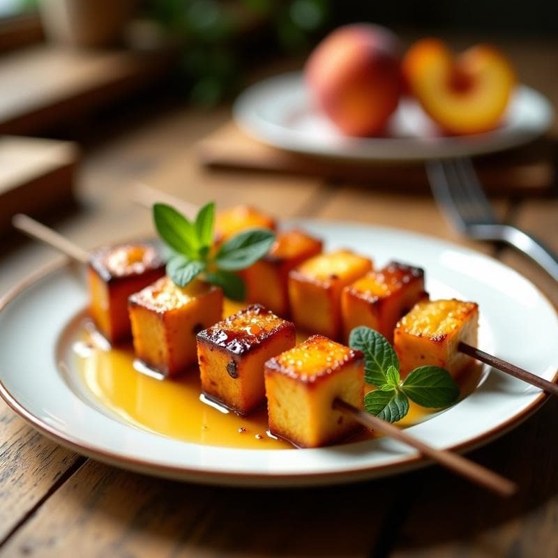 Brochetas de Halloumi y Durazno con Glaseado de Miel y Romero: Receta Griega en Airfryer
