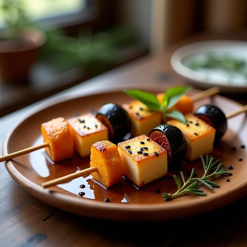 Brochetas de Halloumi y Higo Negro: Receta Chipriota en Airfryer con Miel de Tomillo