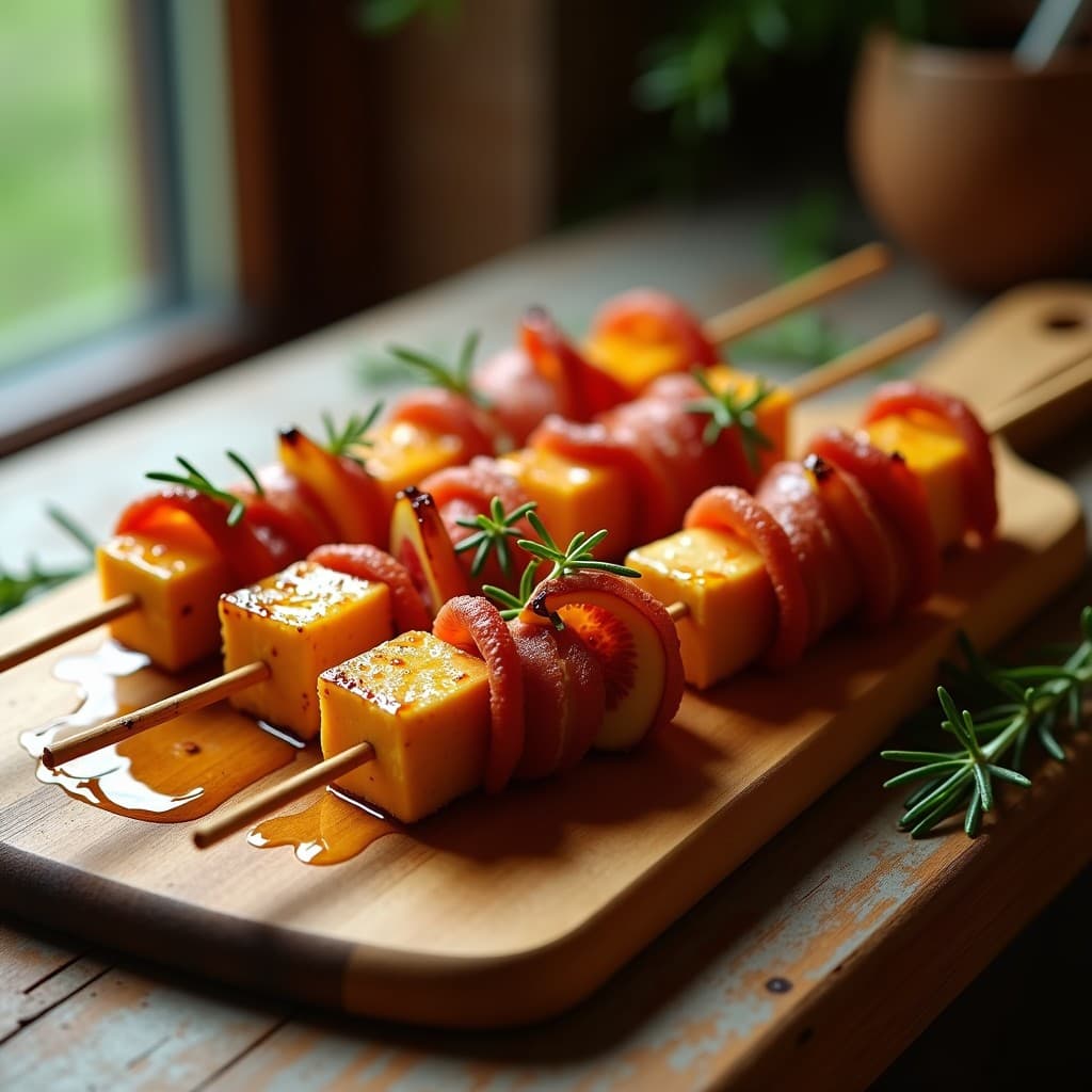 Brochetas de Halloumi, Higo Fresco y Panceta Ahumada: Aperitivo Dulce-Salado en Airfryer