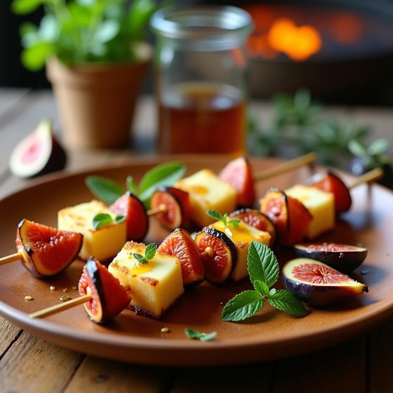 Brochetas de Halloumi y Higos Caramelizados: Entrante Chipriota en Grill con Toque Dulce