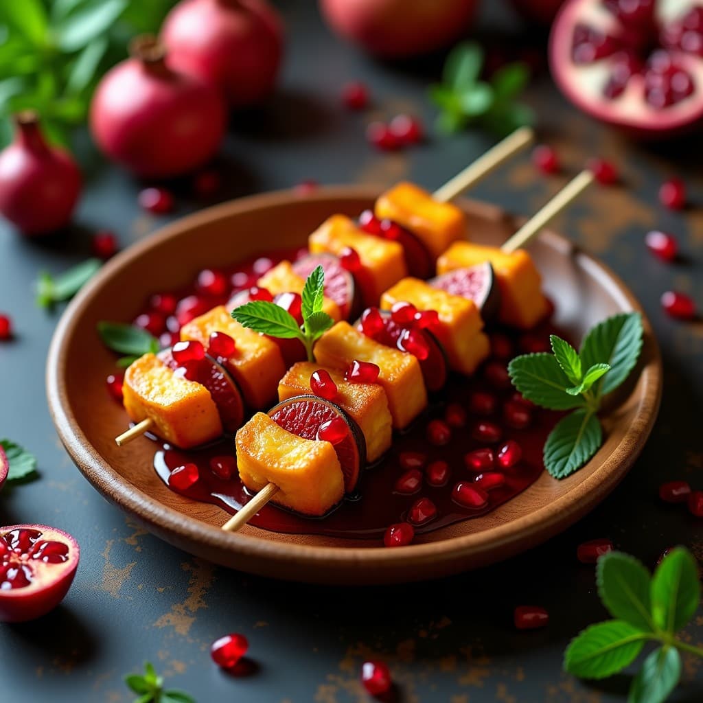 Brochetas de Halloumi y Higos Asados con Reducción de Granadina: Entrante libanés en Airfryer